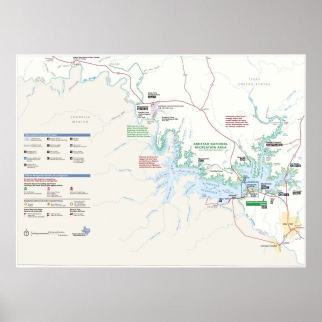 Amistad National Recreation Area Map Poster (Front)