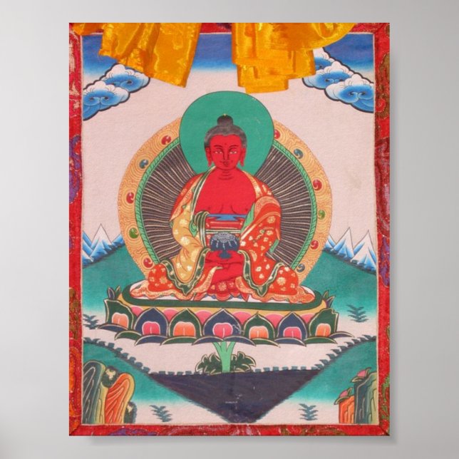 Amitabha Buddha Tibetan Buddhist Thangka Art Poster (Front)