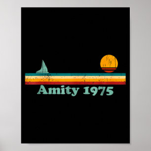 Amity 1975 Retro Sailboat And Sunset Design Idea  Poster