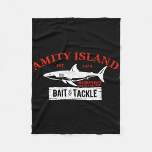 Amity Island Byit And Tackle Retro Fishing 1 Fleece Blanket