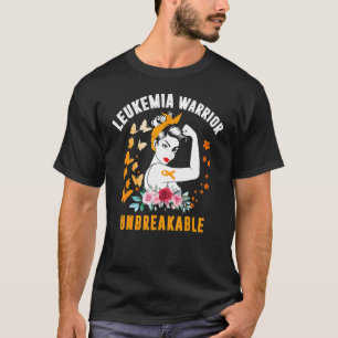 Aml Leukaemia Warrior Unbreakable Orange Ribbon St T-Shirt