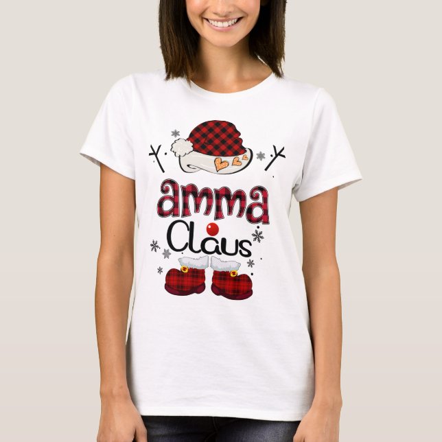 Amma Claus Red Plaid - Grandma Gift T-Shirt (Front)