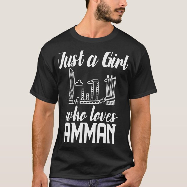 Amman Jordan City Skyline Map Travel 1 T-Shirt (Front)