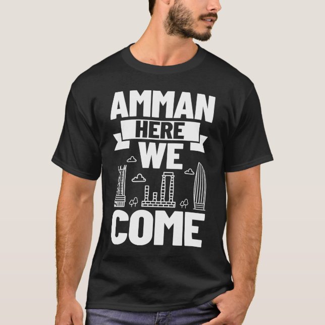 Amman Jordan city skyline map travel T-Shirt (Front)