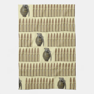 Ammo and grenades pattern tea towel