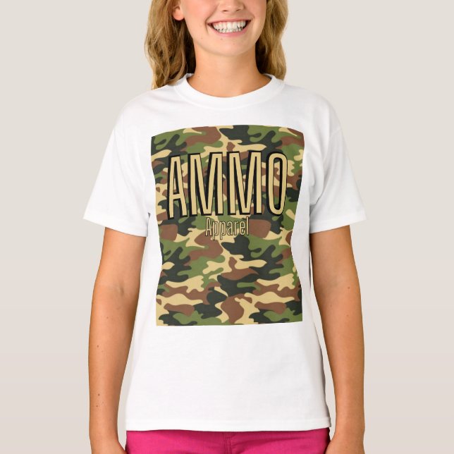 AMMO Apparel Classic Army Print Girl's T-Shirt (Front)