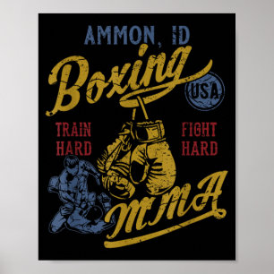 Ammon ID Boxing MMA USA Vintage Distressed Design Poster