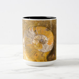 Ammonite and Other Fossils in Rock Two-Tone Coffee Mug