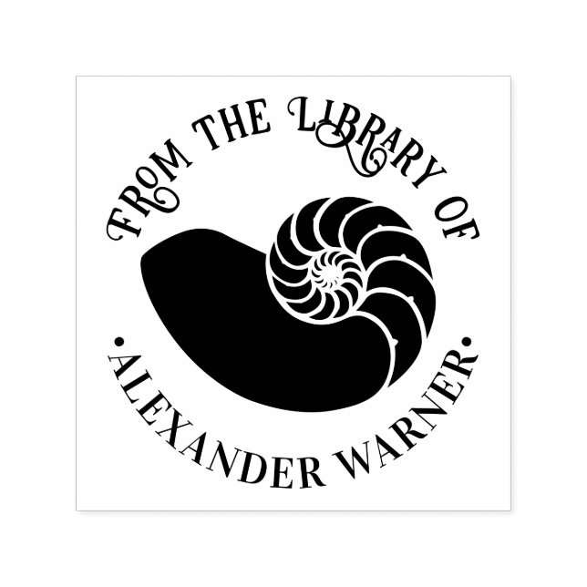 Ammonite Fossil Shell #2 Beach Library Book Self-inking Stamp (Design)