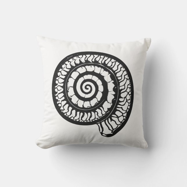 Ammonite Fossil - Spiral Seashell Cushion (Front)