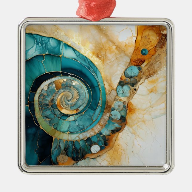 Ammonite Gem Fossil Christmas Ornament (Front)