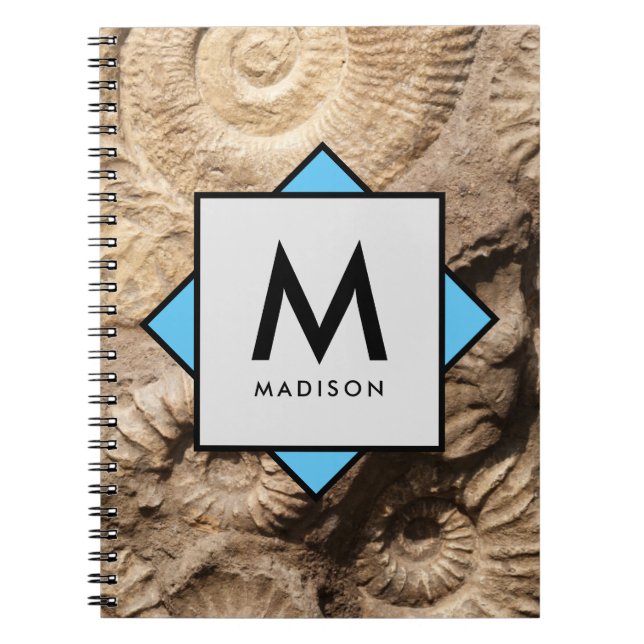 Ammonite Sea Shells with Your Name and Monogram on Notebook (Front)