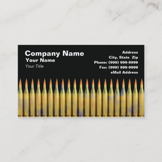 Ammunition Against Black Background Business Card (Front)