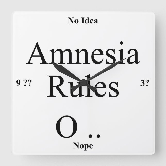 Amnesia Square Wall Clock (Front)