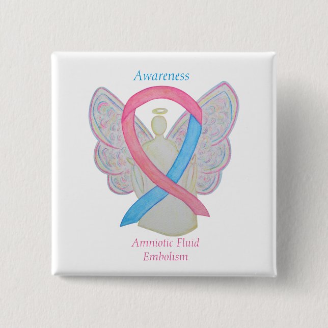 Amniotic Fluid Embolism Awareness Angel Ribbon Pin (Front)