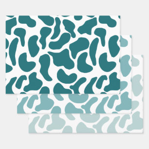 Amoeba Modern Organic Shapes Circle Blue Turquoise Wrapping Paper Sheet