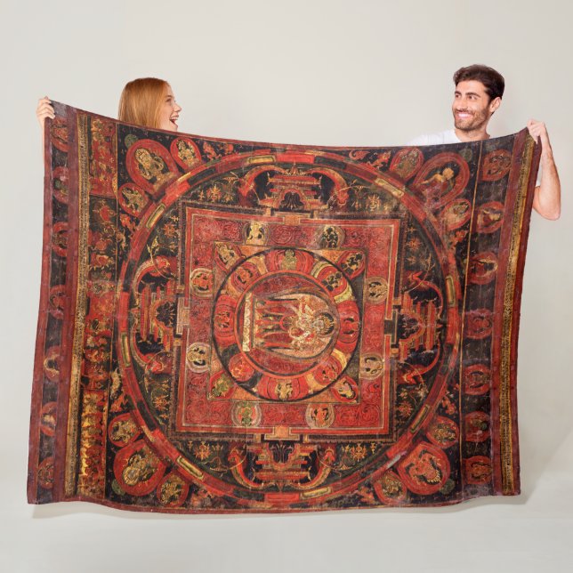 Amogapasha Mandala Thangka Fleece Blanket (In Situ)