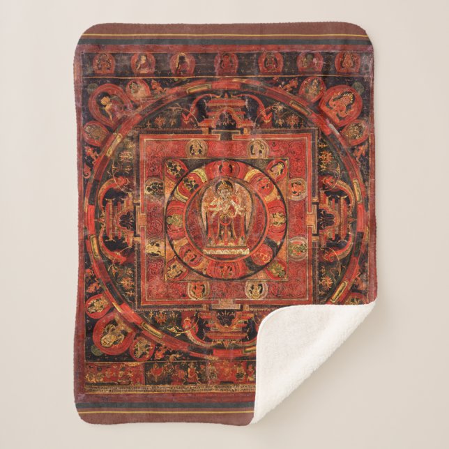 Amogapasha Mandala Thangka Sherpa Blanket (Front)