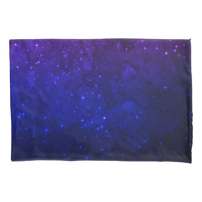 Among Stars in the Blue and Purple Galaxy Pillowcase (Front)