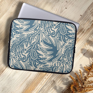 Among the Leaves Blue Beige Nature Laptop Sleeve