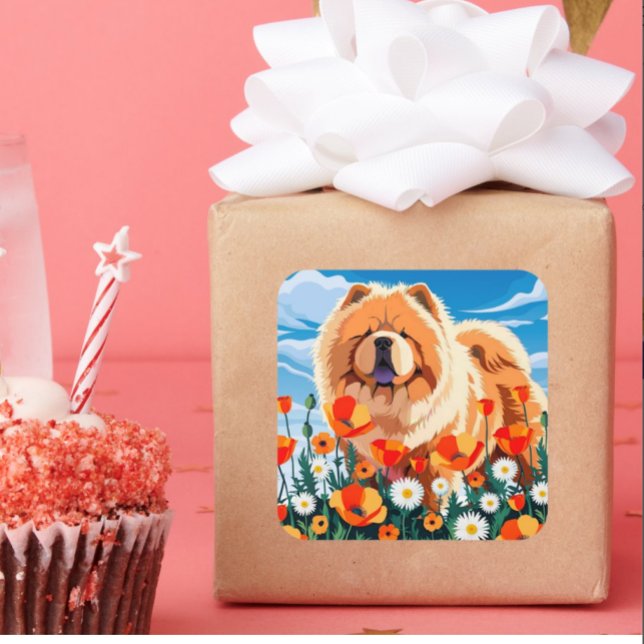 AMONG THE POPPIES Chow Square Sticker (Creator Uploaded)