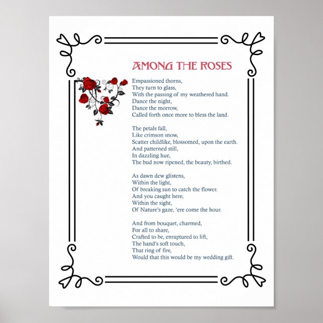 Among The Roses - Beautiful Love Poem - Print (Front)
