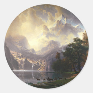 Among the Sierra Nevada, California, Bierstadt Art Classic Round Sticker