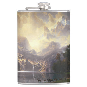 Among the Sierra Nevada, California, Bierstadt Art Hip Flask