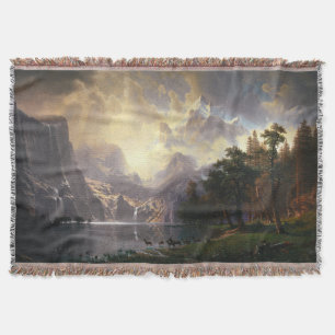 Among the Sierra Nevada, California, Bierstadt Art Throw Blanket
