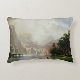 Among the Sierra Nevada Mountains by Bierstadt Decorative Cushion