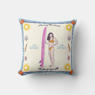 Among the waves, she finds herself. cushion