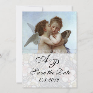 Amor and Psyche as Children Wedding Party Monogram Invitation
