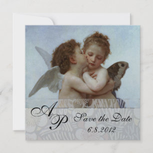 Amor and Psyche as Children Wedding Party Monogram Invitation