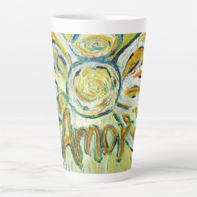 Amor Angel Word Art Custom Latte Mug Cup (Front)