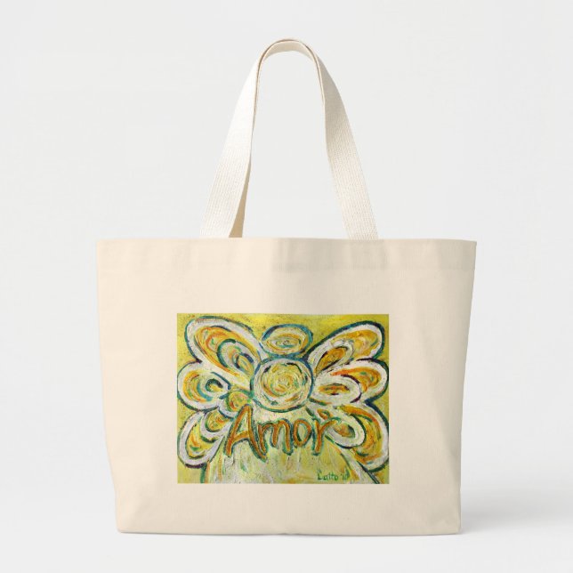 Amor Angel Word Art Tote Bag (Front)