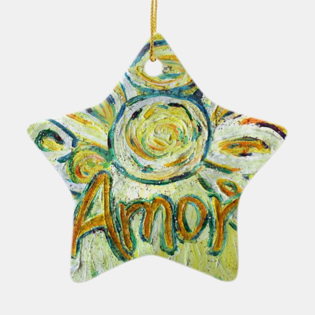 Amor Angel Word (Spanish "Love") Holiday Ornament (Front)