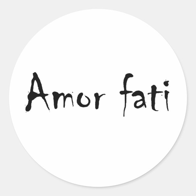 Amor fati classic round sticker (Front)