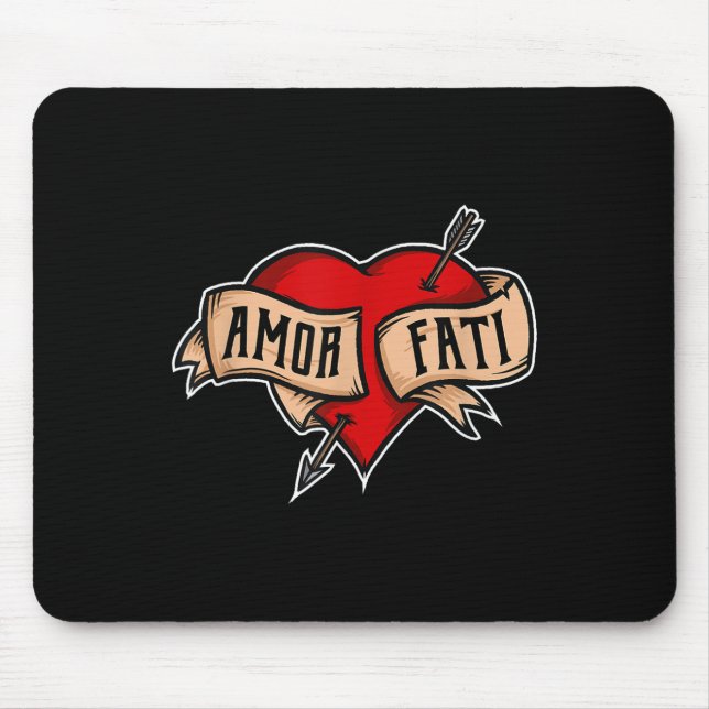 Amor Fati - Clic Nietzsche Tattoo Heart Design  Mouse Mat (Front)