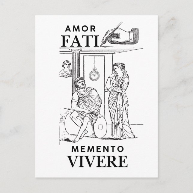 Amor Fati Philosophy Line Art Postcard (Front)