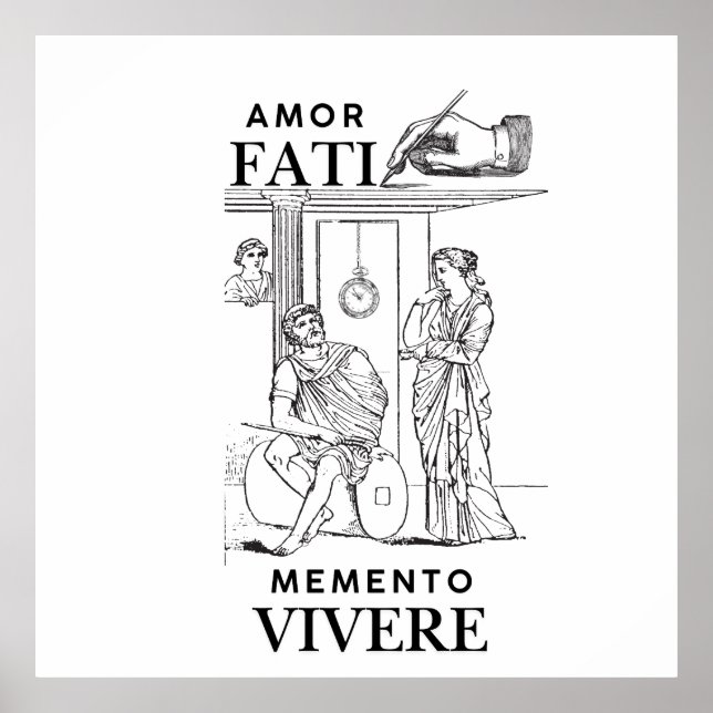 Amor Fati Philosophy Line Art Poster (Front)