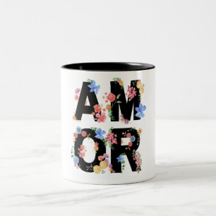 Amor Floral Spring Cute Love Romantic Watercolour Two-Tone Coffee Mug