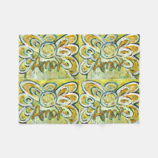 Amor Guardian Angel Art Custom Fleece Blanket (Front (Horizontal))