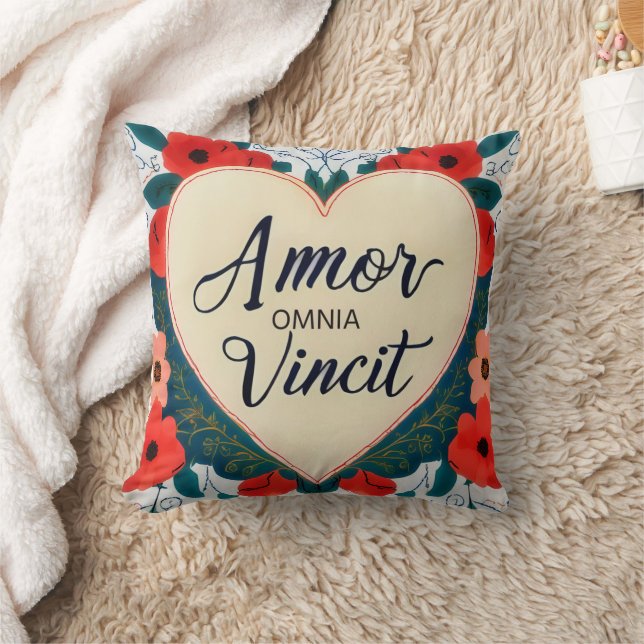 Amor Omnia Vincit   - quote  Cushion (Blanket)