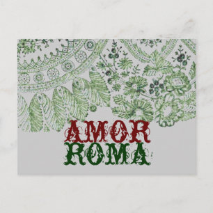 Amor Roma With Green Lace Postcard
