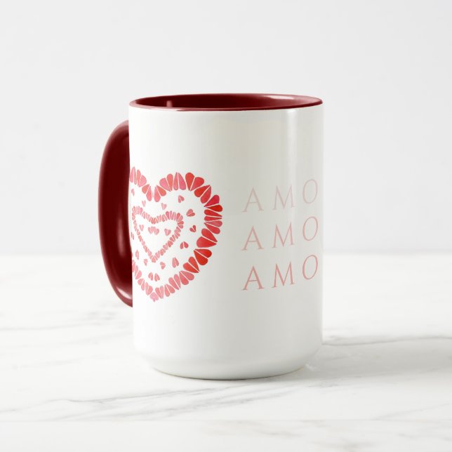 AMOR-SPANISH LOVE Tall Maroon Combo Mug (Front Left)
