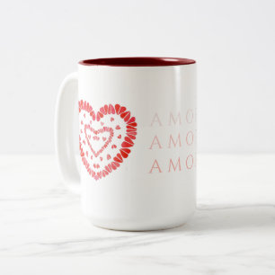 AMOR-SPANISH LOVE Tall Maroon Two-Tone Mug