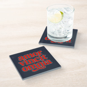 Amor vincit omnia glass coaster