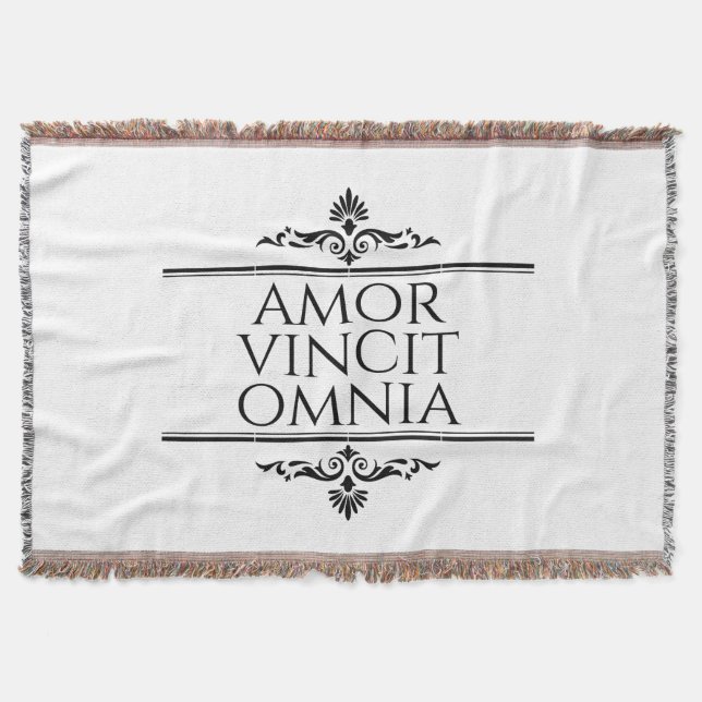 Amor Vincit Omnia Love Conquers All Latin Phrases Throw Blanket (Front)