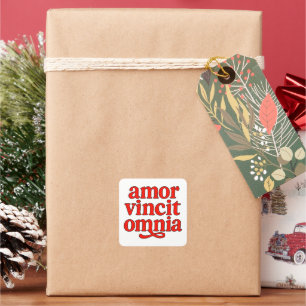 Amor vincit omnia square sticker