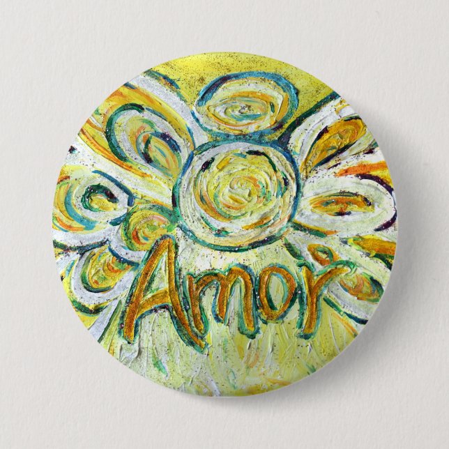 Amor Word Angel Art Pin Pendant Buttons (Front)